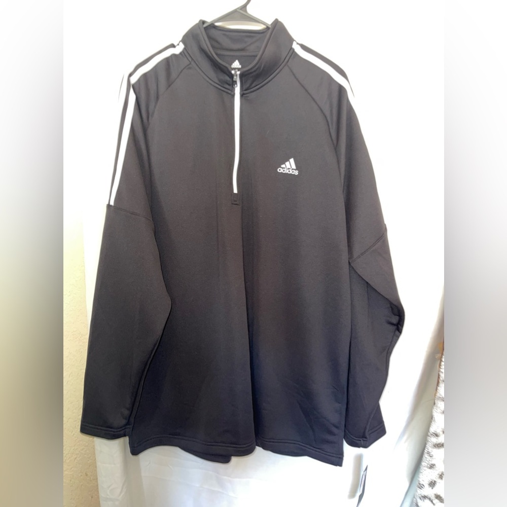 NWT adidas Black & White Dri Fit Half Zip Gold Pullover